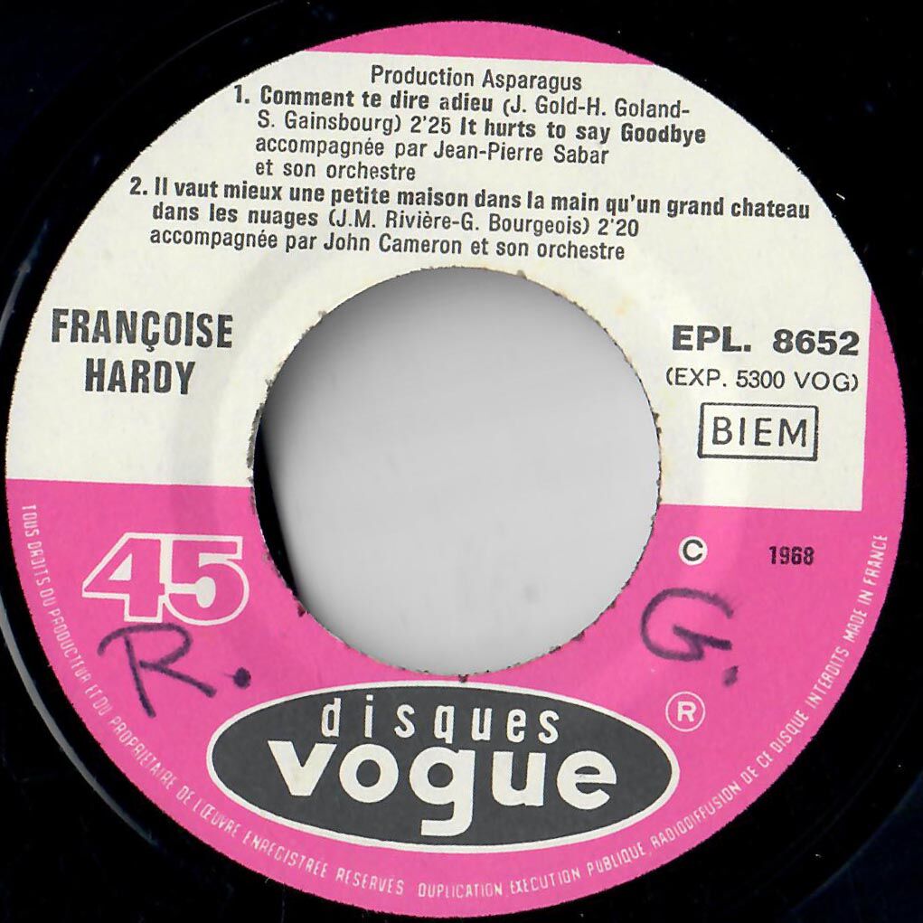  Françoise Hardy  -  comment te dire adieu 