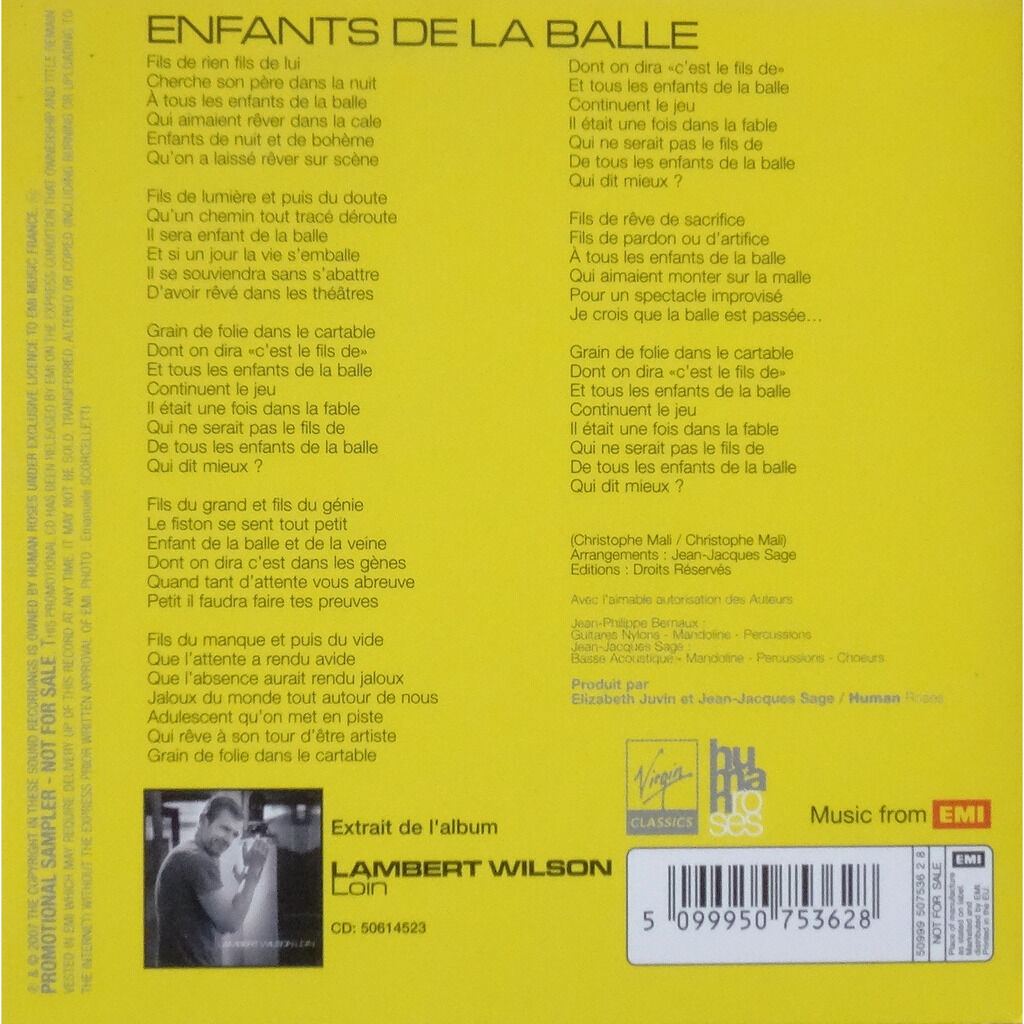  LAMBERT WILSON  -  enfants de la balle 