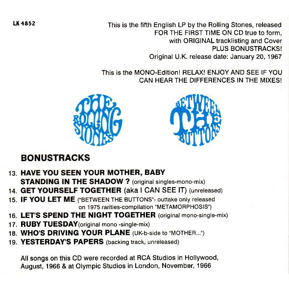  the rolling stones  -  between the buttons 