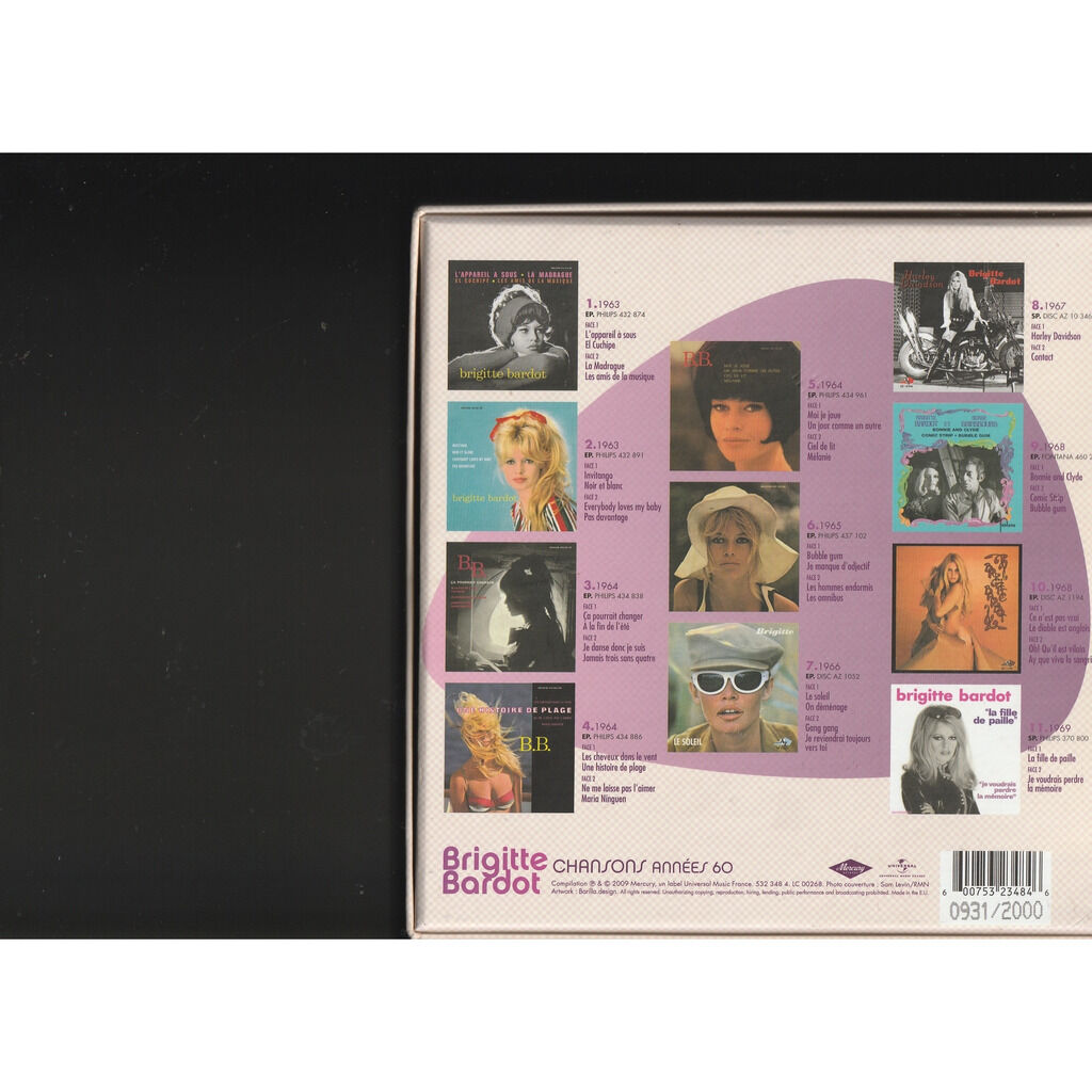  brigitte bardot  -  chansons annees 60 coffret 11 45trs 
