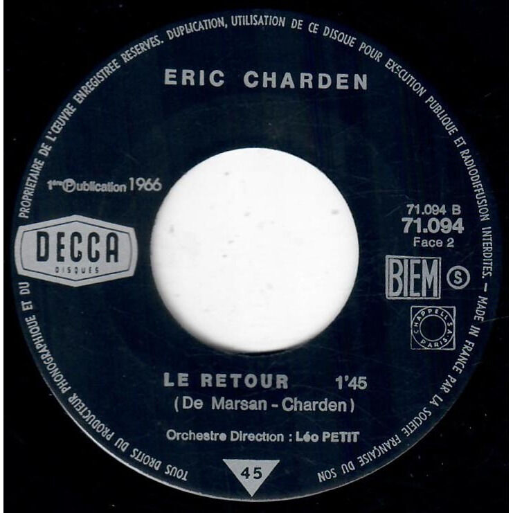  Eric Charden  -  a la une / le retour 