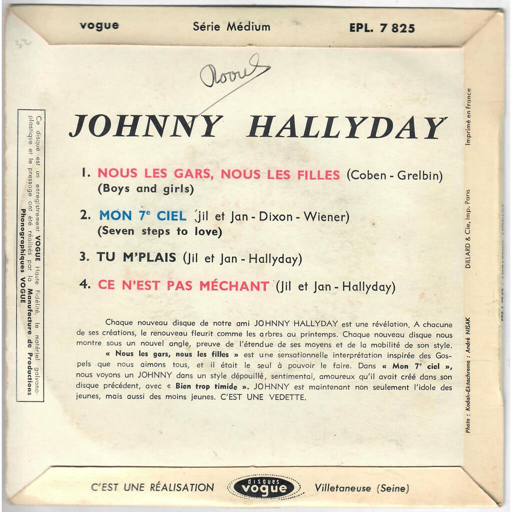  Johnny Hallyday  -  nous les gars nous les filles 