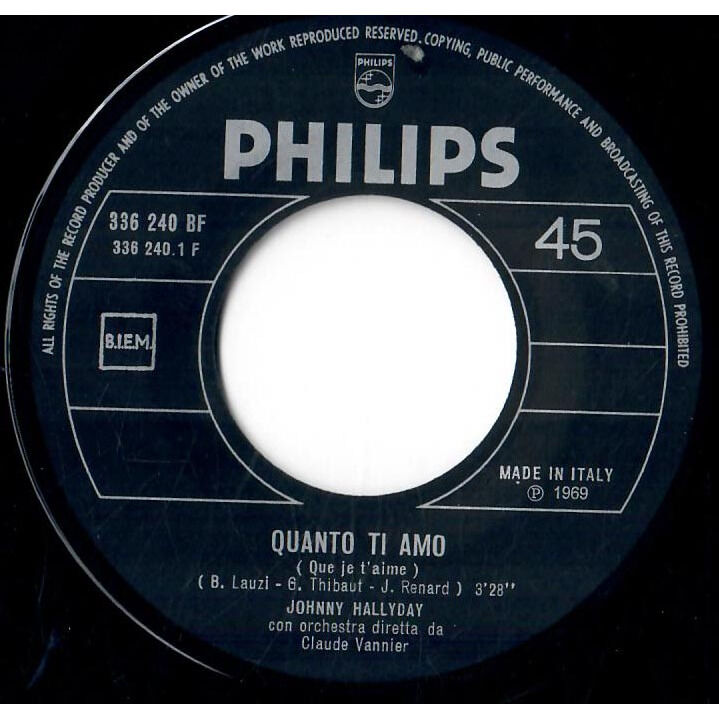  Johnny Hallyday  -  quanto ti amo / io ti voglio 