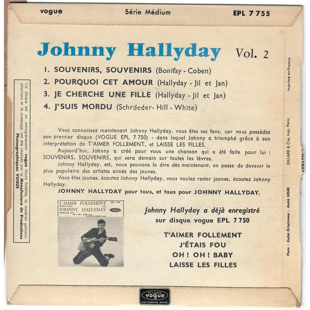  Johnny Hallyday  -  souvenirs souvenirs 