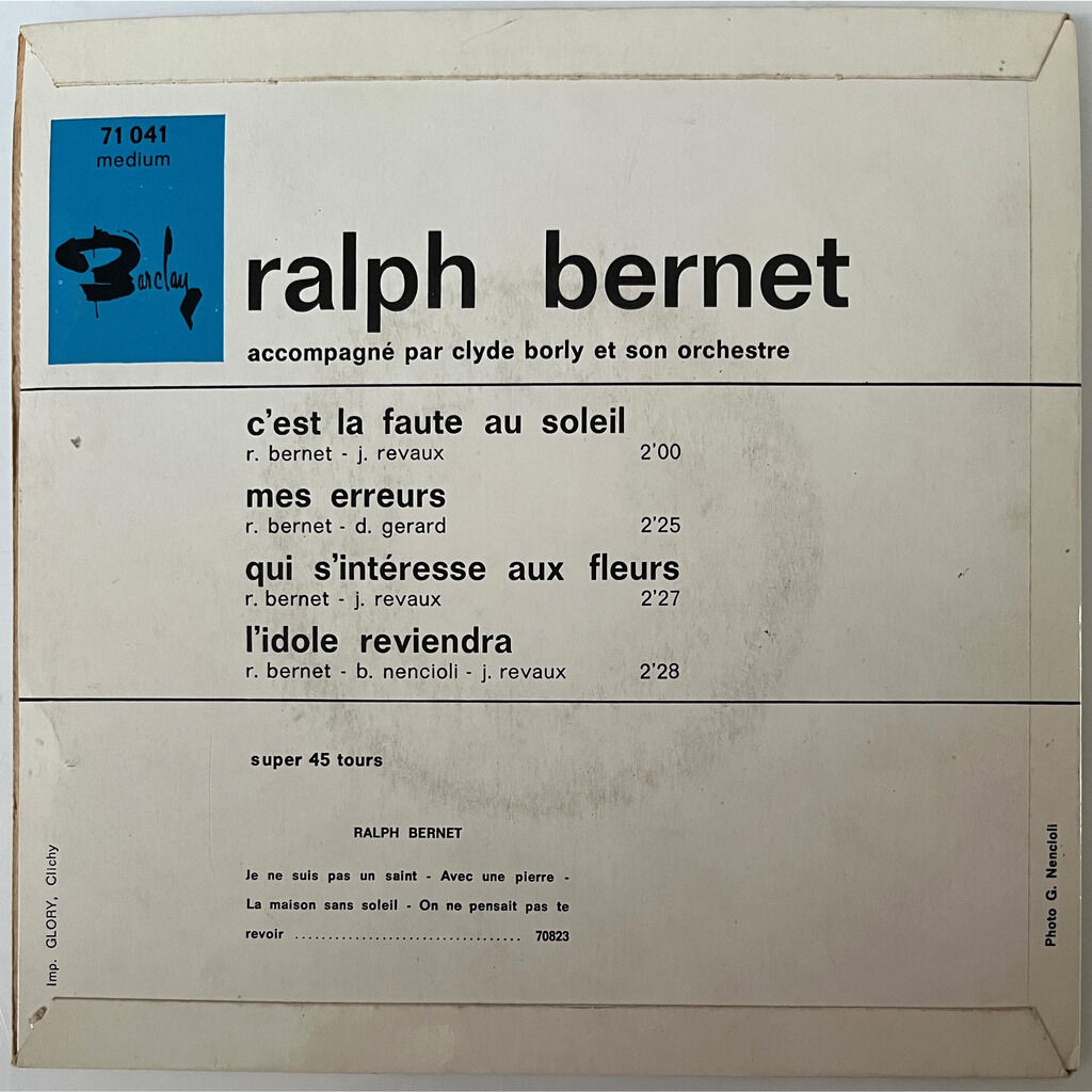  Ralph Bernet  -  c'est la faute au soleil 