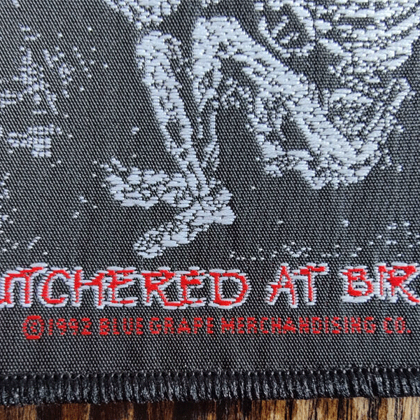  cannibal corpse  -  butchered at birth official vintage patch 1992 blue grape 
