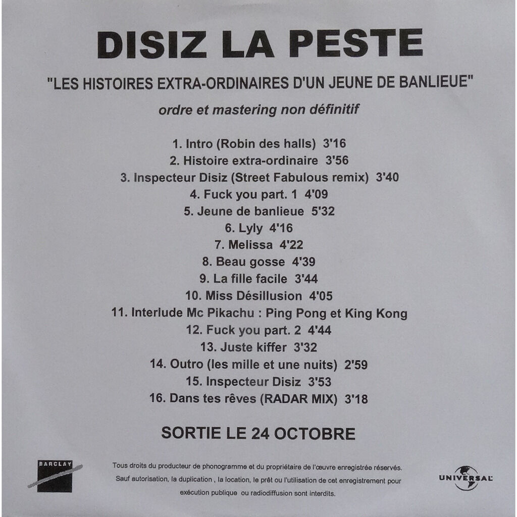  DISIZ LA PESTE  -  les histoires extraordinaires d'un jeune de banlieue 