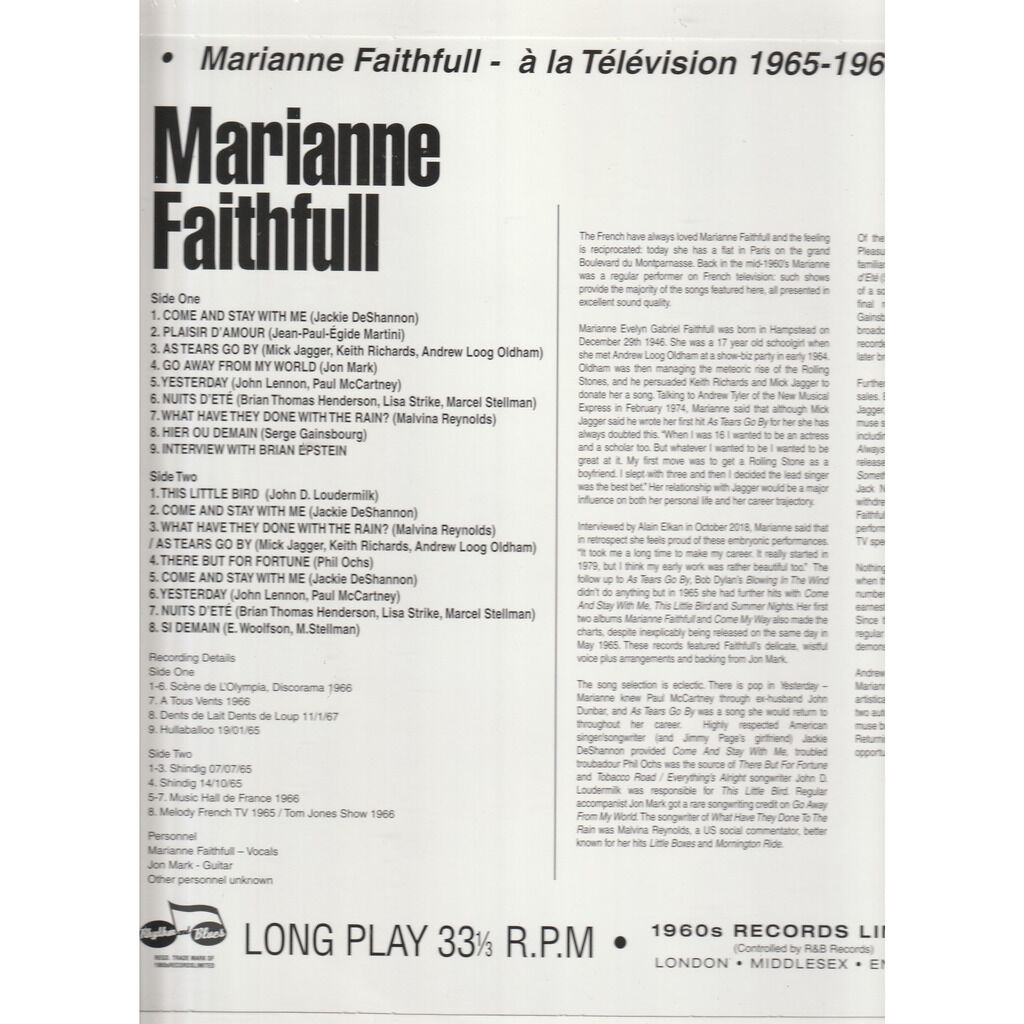  marianne faithfull  -  a la television 1965-1967 