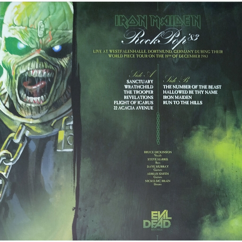  Iron Maiden  -  rock pop '83 -clear vinyl with numbered litho 