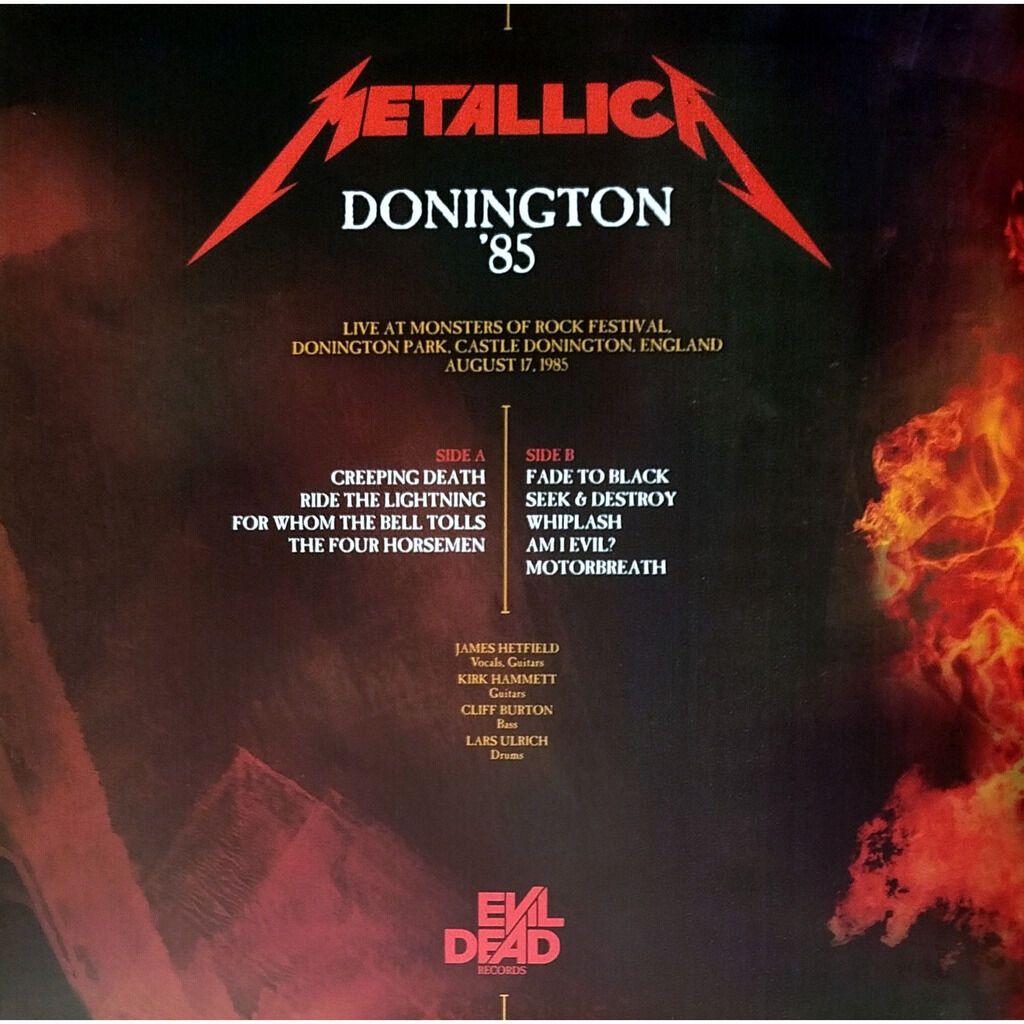  Metallica  -  donington '85 -orange / yellow striped vinyl 