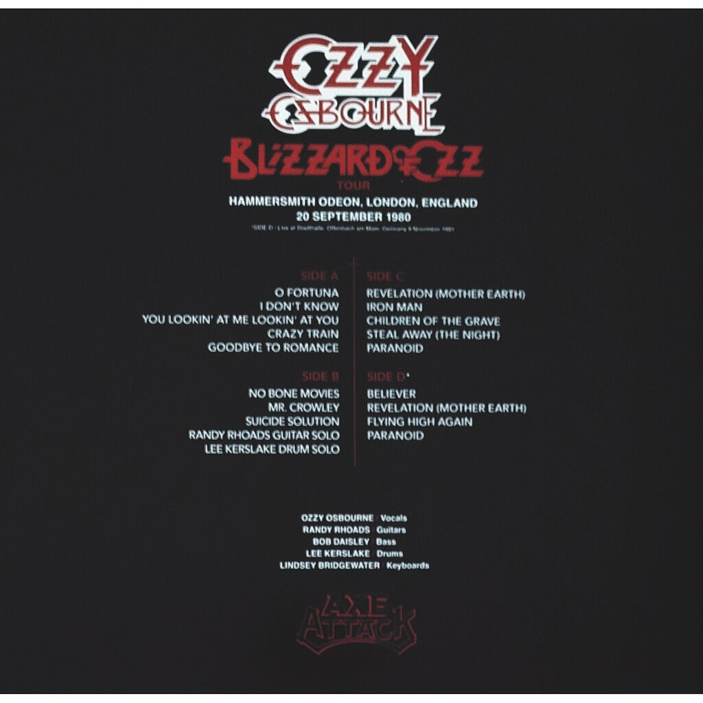  Ozzy Osbourne  -  blizzard of ozz tour -brown marbled vinyl 