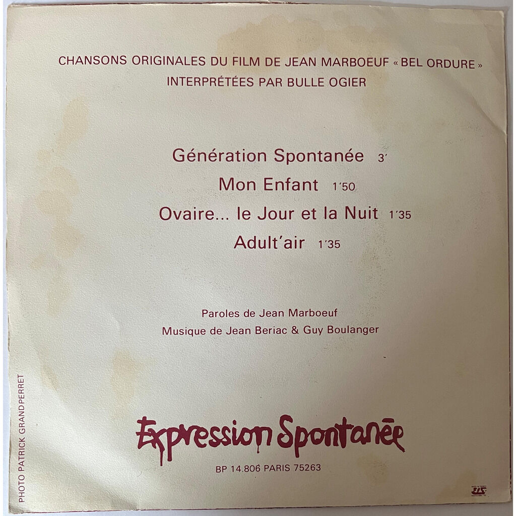  Bulle Ogier  -  chansons originales du film « bel ordure » 