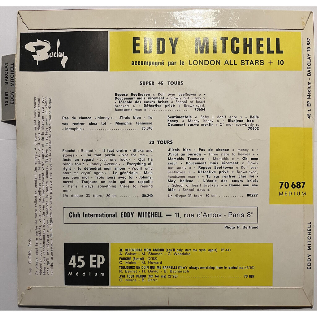  Eddy Mitchell Accompagné Par Le London All Stars + 10  -  est formidable - toute la ville en parle 