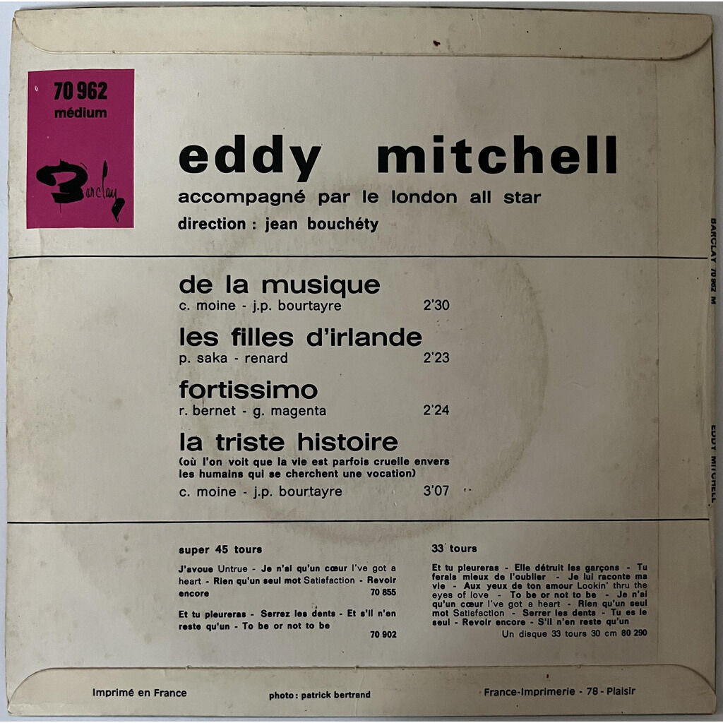  Eddy Mitchell  -  de la musique 