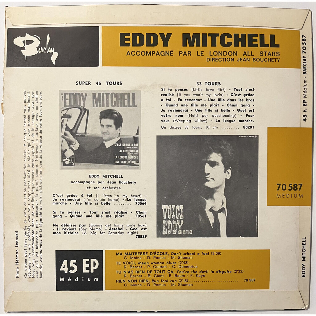  Eddy Mitchell Accompagné Par London All Star  -  ma maîtresse d'école 