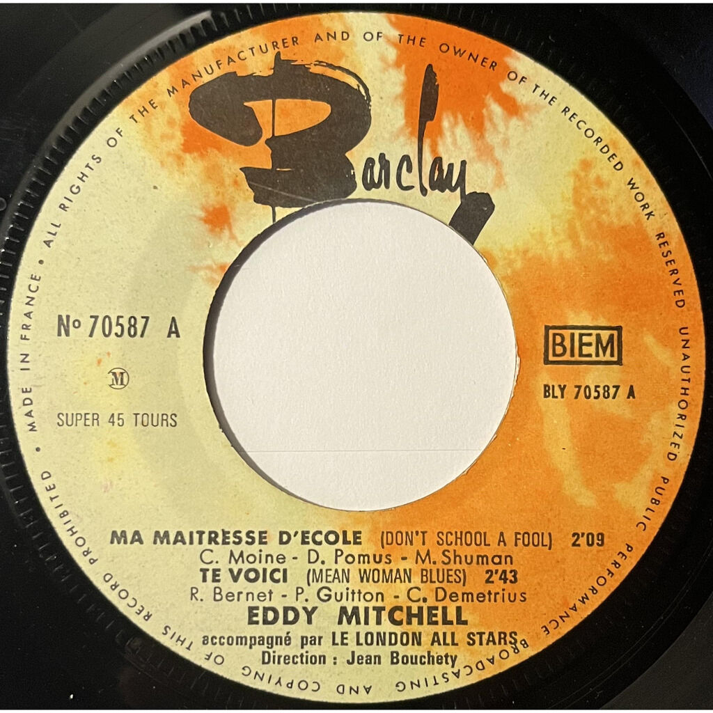  Eddy Mitchell Accompagné Par London All Star  -  ma maîtresse d'école 