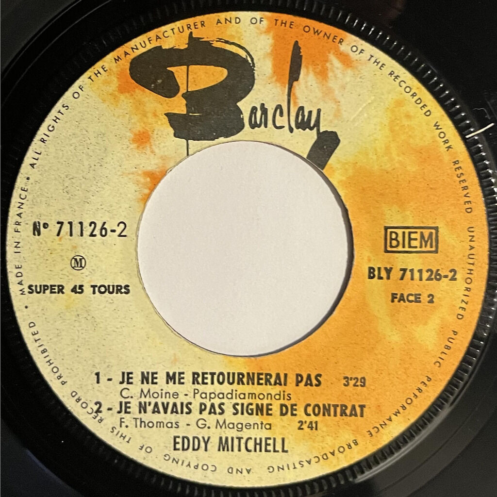  Eddy Mitchell  -  bye bye precheur 