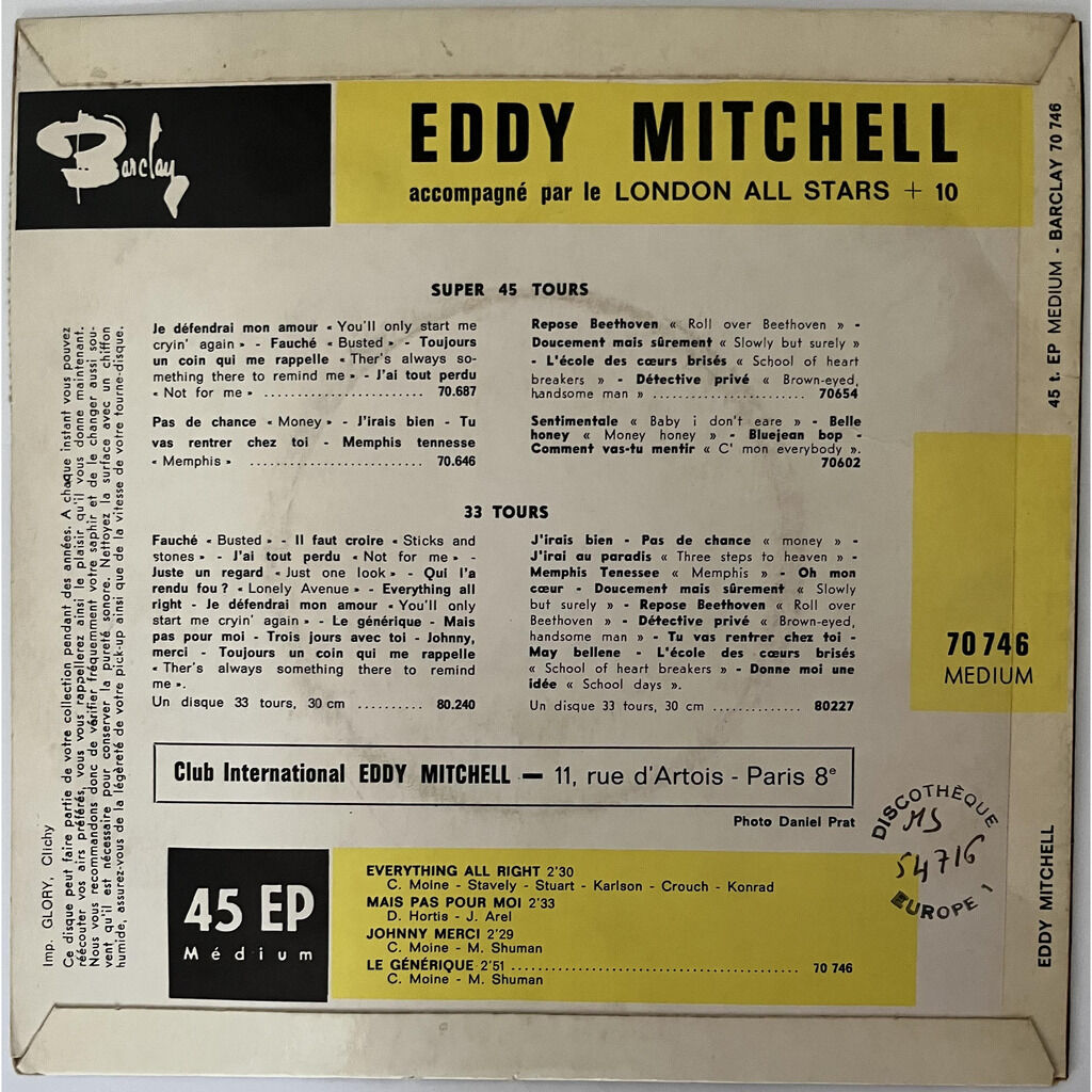  Eddy Mitchell  -  everything all right 