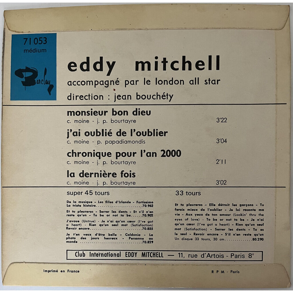  Eddy Mitchell  -  monsieur bon dieu 