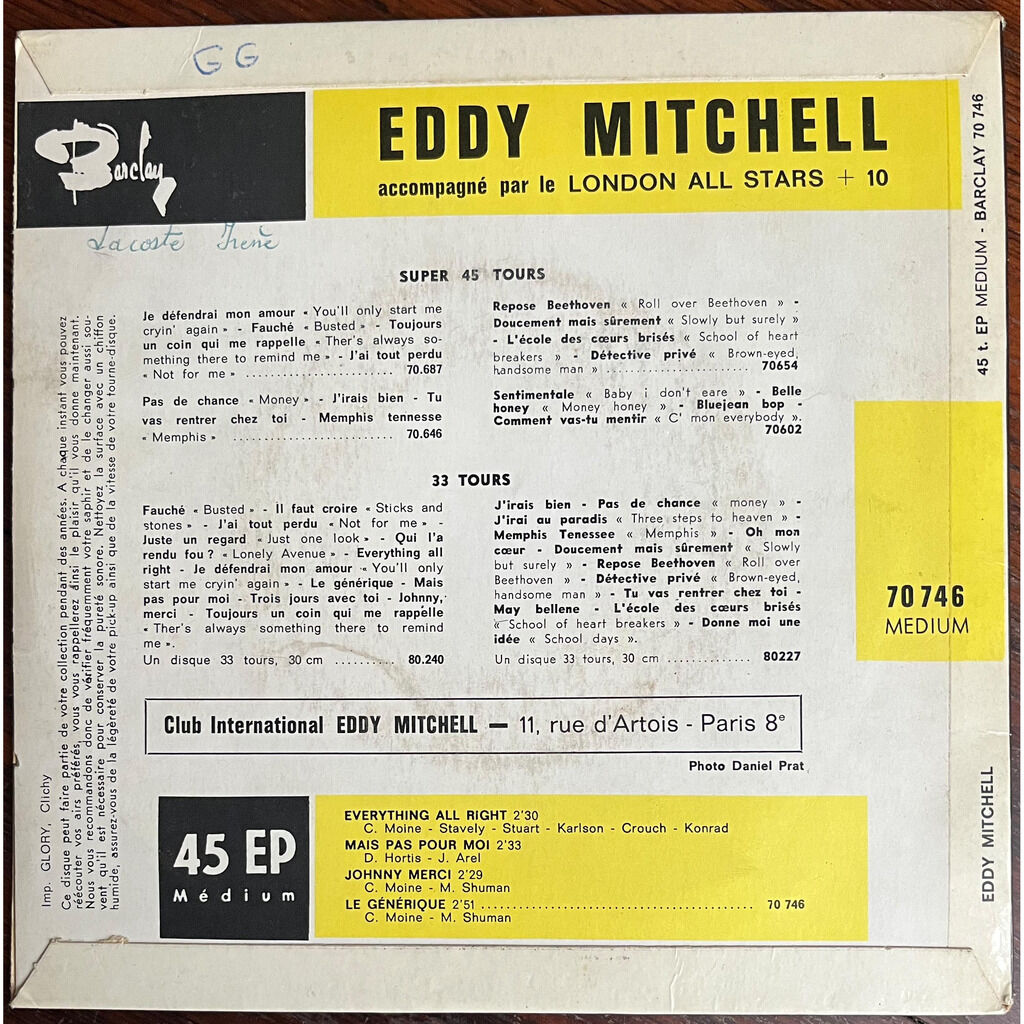  Eddy Mitchell  -  everything all right 