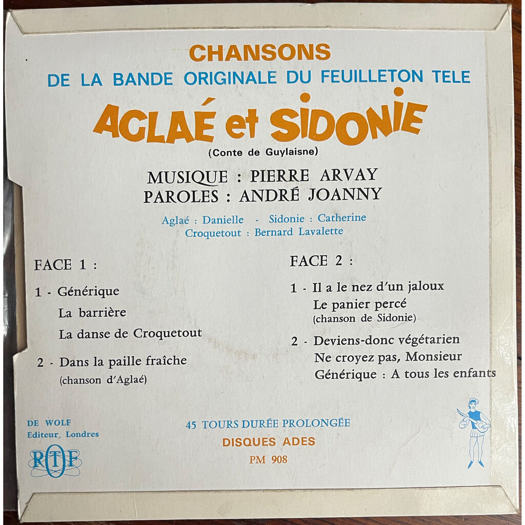  Pierre Arvay et André Joanny  -  chansons du feuilleton télé aglaé et sidonie 