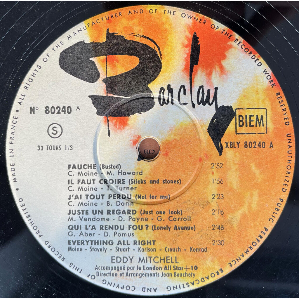  Eddy Mitchell  -  toute la ville en parle eddy est formidable 