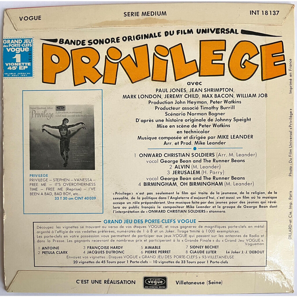  George Bean And The Runner Beans & Mike Leander And His Orchestra  -  privilege 